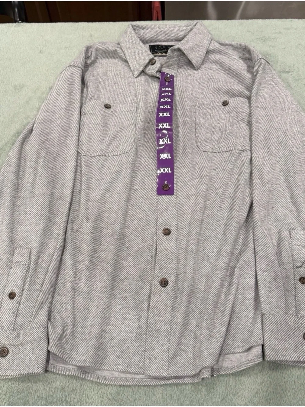Jachs NY Shirt Men XXL Gray Button Up Long Sleeve Heavy Knit Flannel